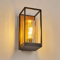 hofstein Applique murale d'extérieur Palanga Brun, Couleur bois, Noir, 1 lumière