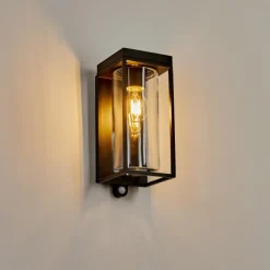 hofstein Applique murale d'extérieur Palanga LED Noir, 1 lumière, Détecteur de mouvement