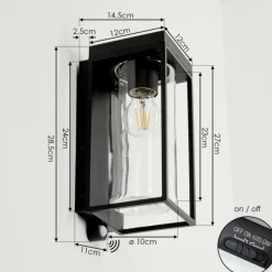 hofstein Applique murale d'extérieur Palanga LED Noir, 1 lumière, Détecteur de mouvement