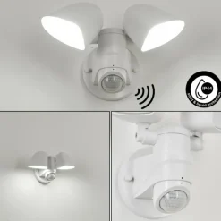 hofstein Applique murale d'extérieur Langra LED Blanc, 2 lumières, Détecteur de mouvement