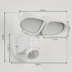 hofstein Applique murale d'extérieur Langra LED Blanc, 2 lumières, Détecteur de mouvement