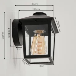 Lampes Vintages & Rétros-hofstein Applique murale d'extérieur Helmela Noir, 1 lumière