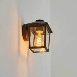 Lampes Vintages & Rétros-hofstein Applique murale d'extérieur Helmela Noir, 1 lumière