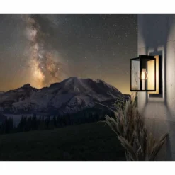 Lampes En Bois-Luminaires Eglo Applique murale d'extérieur Eglo BUDRONE Brun, Noir, 1 lumière