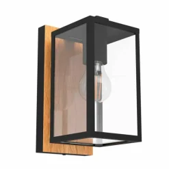 Lampes En Bois-Luminaires Eglo Applique murale d'extérieur Eglo BUDRONE Brun, Noir, 1 lumière
