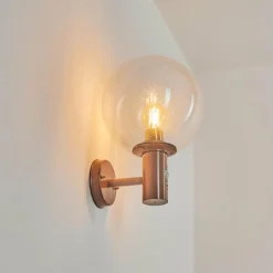 Lampes Vintages & Rétros-hofstein Applique murale d'extérieur Bubodefo Brun, Couleur bois, 1 lumière, Détecteur de mouvement