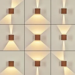 Luminaires Scandinaves-hofstein Applique murale d'extérieur Tamarin LED Anthracite, Brun, Couleur bois, 1 lumière