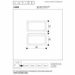 Luminaires Rustiques-Luminaires Lucide Applique murale d'extérieur Lucide CAGE LED Anthracite, 1 lumière