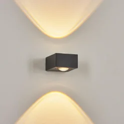 hofstein Applique murale d'extérieur Curvel LED Noir, 2 lumières