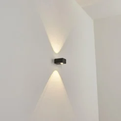 hofstein Applique murale d'extérieur Curvel LED Noir, 2 lumières