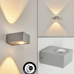 hofstein Applique murale d'extérieur Curvel LED Argenté, 2 lumières