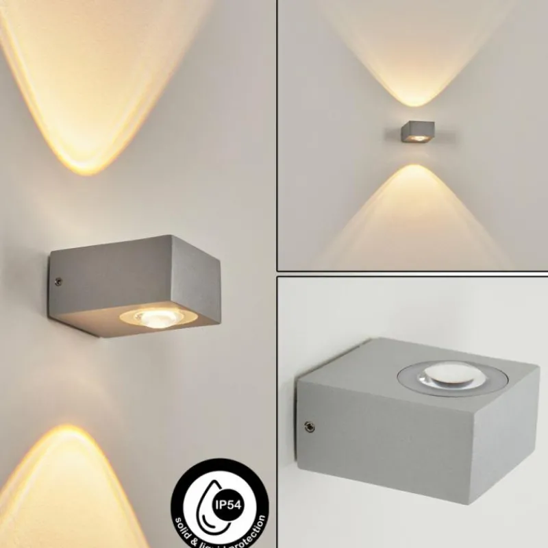 hofstein Applique murale d'extérieur Curvel LED Argenté, 2 lumières