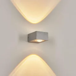 hofstein Applique murale d'extérieur Curvel LED Argenté, 2 lumières