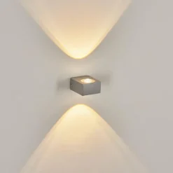 hofstein Applique murale d'extérieur Curvel LED Argenté, 2 lumières