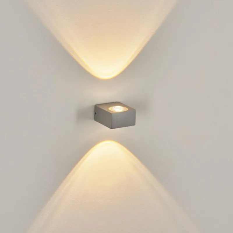 hofstein Applique murale d'extérieur Curvel LED Argenté, 2 lumières