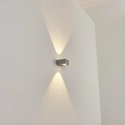 hofstein Applique murale d'extérieur Curvel LED Argenté, 2 lumières