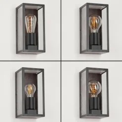 Lampes Vintages & Rétros-hofstein Applique murale d'extérieur Hakkas Couleur bois, Noir, 1 lumière