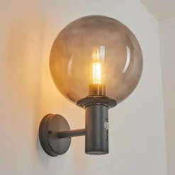hofstein Applique murale d'extérieur Bostarenga Anthracite, 1 lumière, Détecteur de mouvement