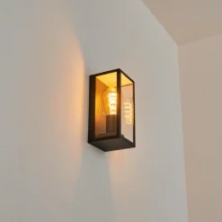 Lampes Vintages & Rétros-hofstein Applique murale d'extérieur Hakkas Noir, 1 lumière