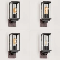 Lampes En Bois-hofstein Applique murale d'extérieur Lapa Couleur bois, Noir, 1 lumière