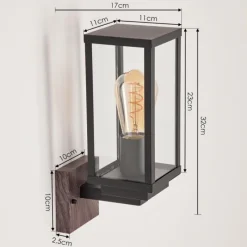 Lampes En Bois-hofstein Applique murale d'extérieur Lapa Couleur bois, Noir, 1 lumière