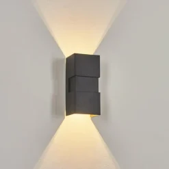 hofstein Applique murale d'extérieur Coorabie LED Noir, 2 lumières