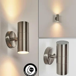 hofstein Applique murale d'extérieur Bessiebelle Acier inoxydable, 2 lumières