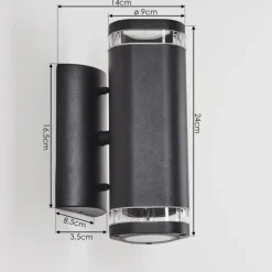 hofstein Applique murale d'extérieur Amyton Noir, 2 lumières