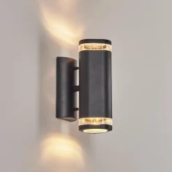 hofstein Applique murale d'extérieur Amyton Noir, 2 lumières