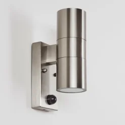 hofstein Applique murale d'extérieur Bessiebelle Acier inoxydable, 2 lumières, Détecteur de mouvement
