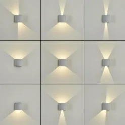 hofstein Applique murale d'extérieur Hoods LED Gris, 2 lumières