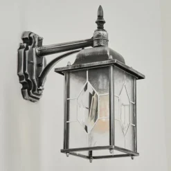 Luminaires Rustiques-hofstein Applique murale d'extérieur Talca Noir, Argenté, 1 lumière