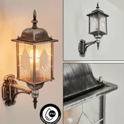 Luminaires Rustiques-hofstein Applique murale d'extérieur Talca Noir, Argenté, 1 lumière