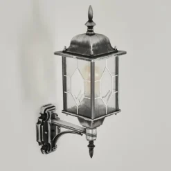 Luminaires Rustiques-hofstein Applique murale d'extérieur Talca Noir, Argenté, 1 lumière