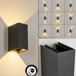 hofstein Applique murale d'extérieur Hoods LED Anthracite, 2 lumières