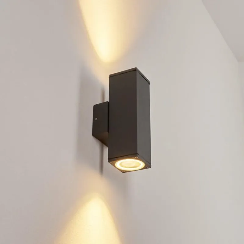 hofstein Applique murale d'extérieur Oatlands Anthracite, Blanc, 2 lumières