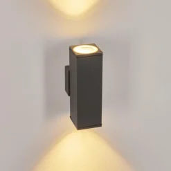 hofstein Applique murale d'extérieur Oatlands Anthracite, Blanc, 2 lumières