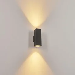 hofstein Applique murale d'extérieur Oatlands Anthracite, Blanc, 2 lumières