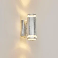 hofstein Applique murale d'extérieur Amyton Acier inoxydable, Transparent, Zingué, 2 lumières