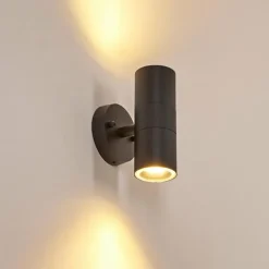 hofstein Applique murale d'extérieur Bessiebelle Noir, Transparent, 2 lumières