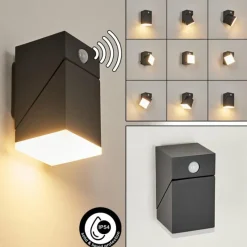 hofstein Applique murale d'extérieur Toogong LED Anthracite, 1 lumière, Détecteur de mouvement