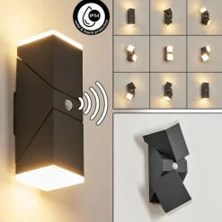 hofstein Applique murale d'extérieur Toogong LED Anthracite, 2 lumières, Détecteur de mouvement
