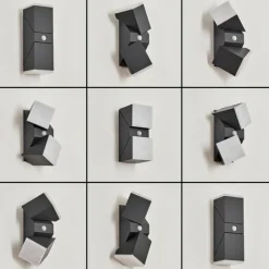 hofstein Applique murale d'extérieur Toogong LED Anthracite, 2 lumières, Détecteur de mouvement