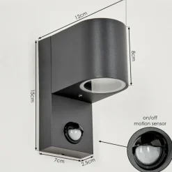 hofstein Applique murale d'extérieur Kingstown Anthracite, Transparent, 1 lumière, Détecteur de mouvement