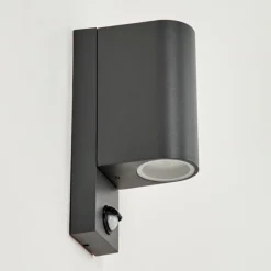 hofstein Applique murale d'extérieur Kingstown Anthracite, Transparent, 2 lumières, Détecteur de mouvement