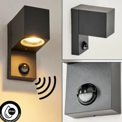 hofstein Applique murale d'extérieur Kingstown Anthracite, Transparent, 1 lumière, Détecteur de mouvement