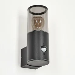 Suspension Verre Fumé-hofstein Applique murale d'extérieur Caragua Anthracite, 1 lumière, Détecteur de mouvement