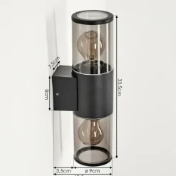 Suspension Verre Fumé-hofstein Applique murale d'extérieur Caragua Anthracite, 2 lumières