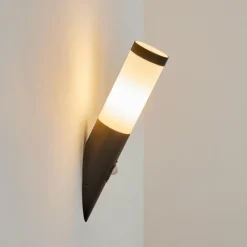 hofstein Applique murale d'extérieur Ruti Noir, 1 lumière, Détecteur de mouvement