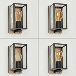 Lampes Vintages & Rétros-hofstein Applique murale d'extérieur Fortunies Bois clair, Couleur bois, Noir, 1 lumière